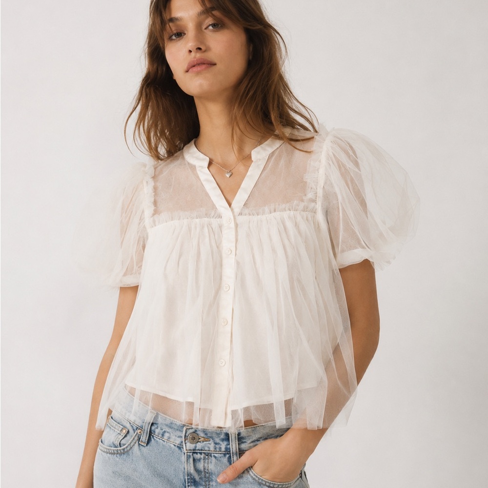 Sunday in Brooklyn Soft White Chiffon Blouse from Anthropologie